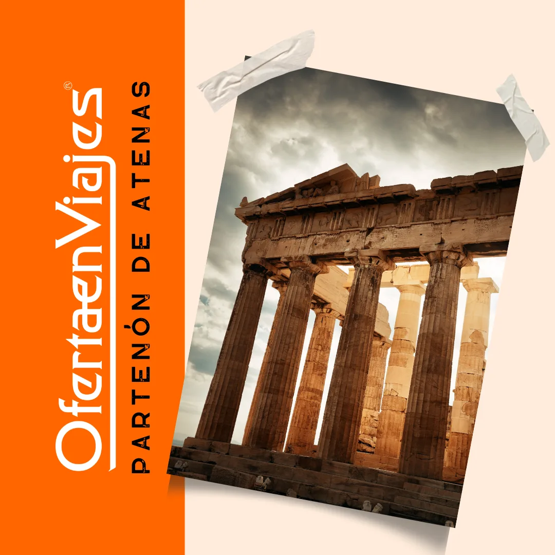 Partenón de Atenas - templo de mármol bajo el cielo azul de Grecia