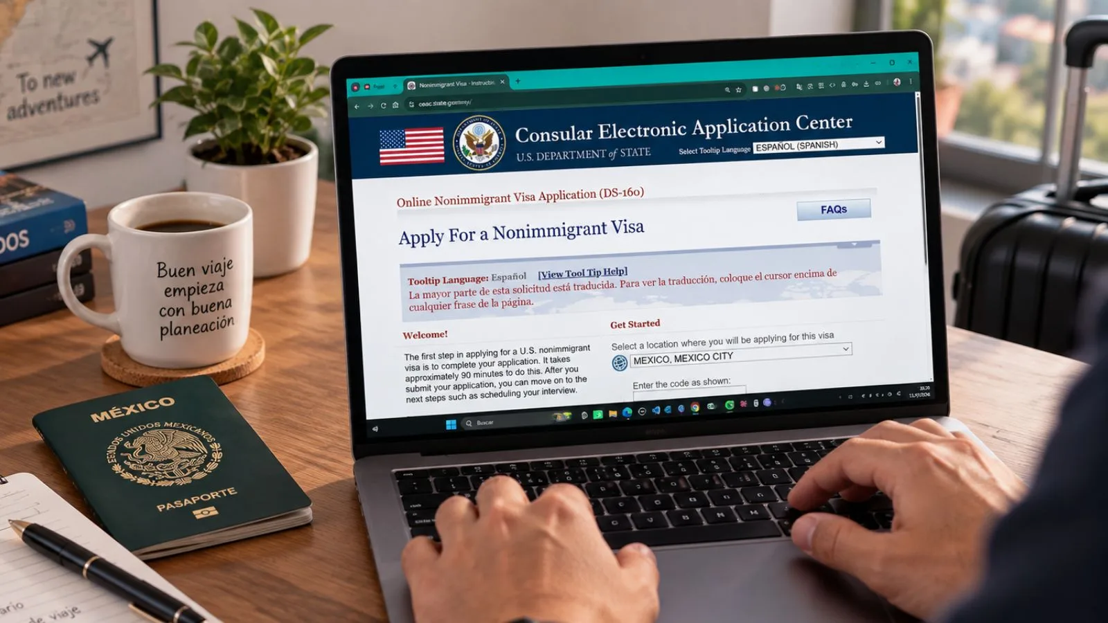 Formulario DS-160 para solicitar visa americana desde México