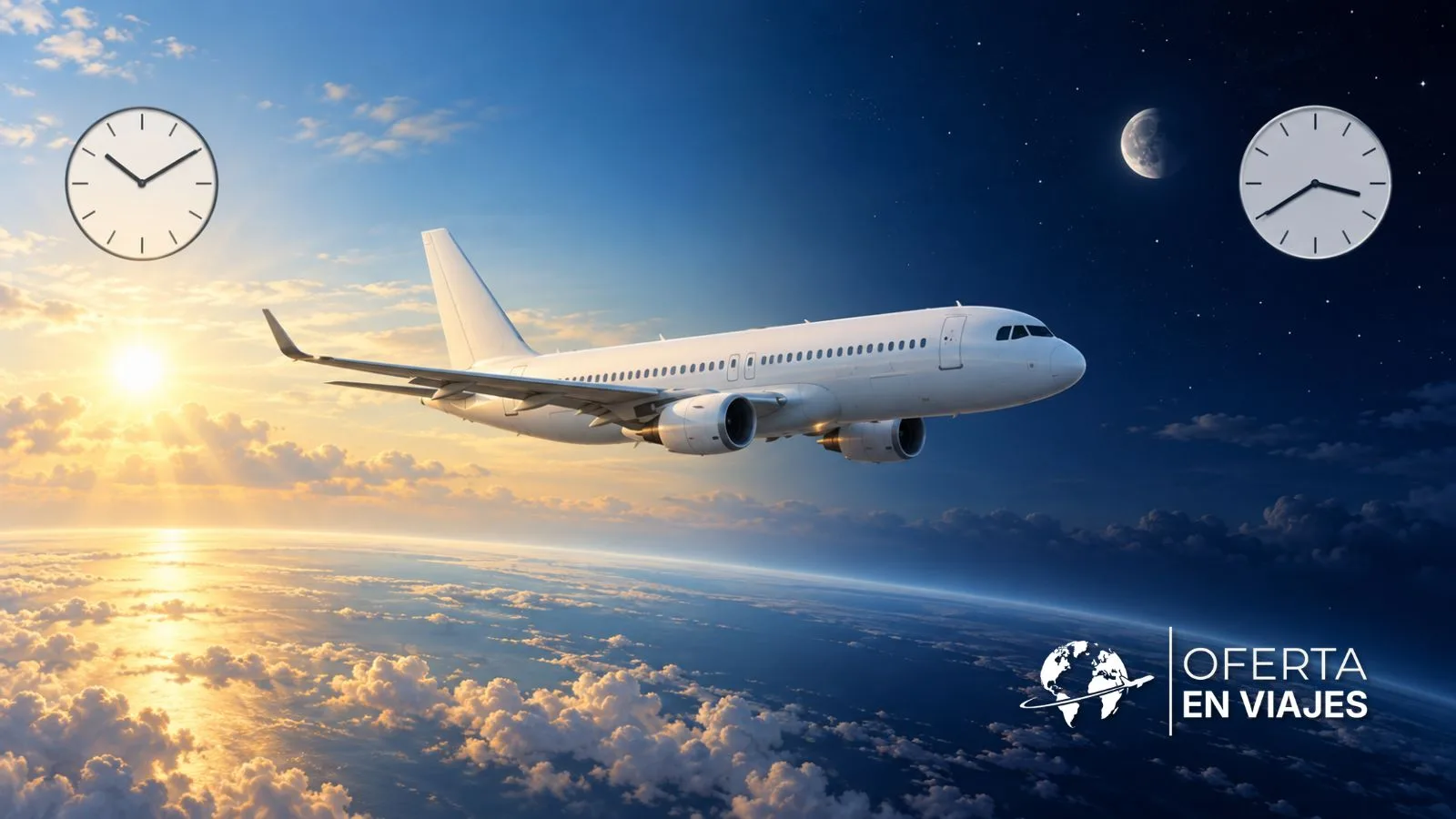 Cambio de zonas horarias durante un vuelo internacional