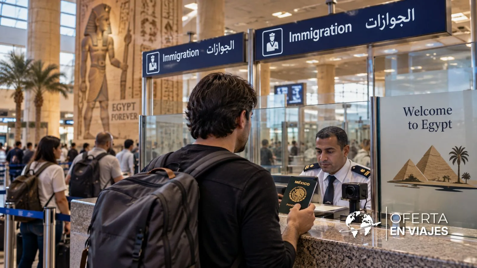 Control migratorio de llegada a Egipto con pasaporte mexicano
