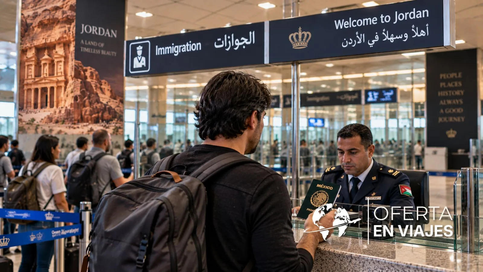 Control migratorio de llegada a Jordania con pasaporte mexicano