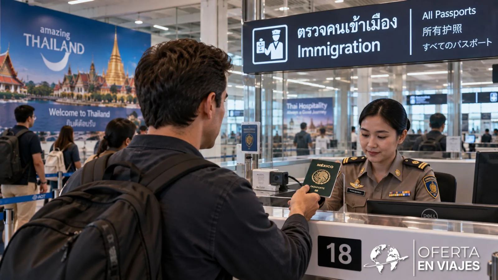 Control migratorio de llegada a Tailandia con pasaporte mexicano