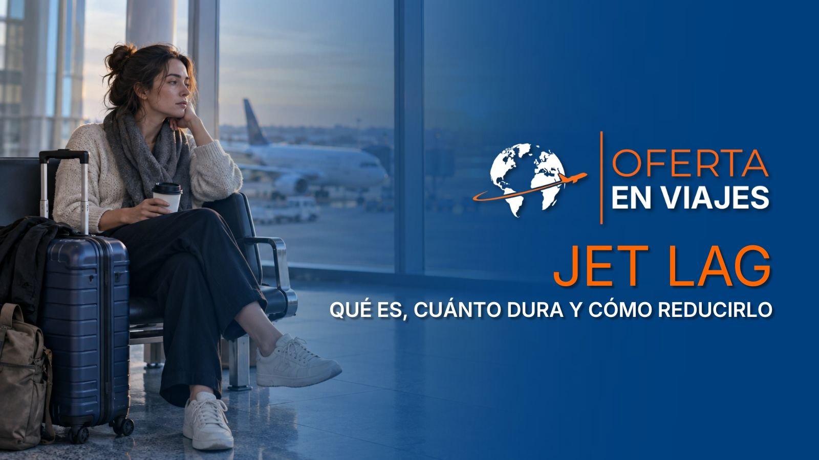 Viajera con jet lag después de un vuelo internacional