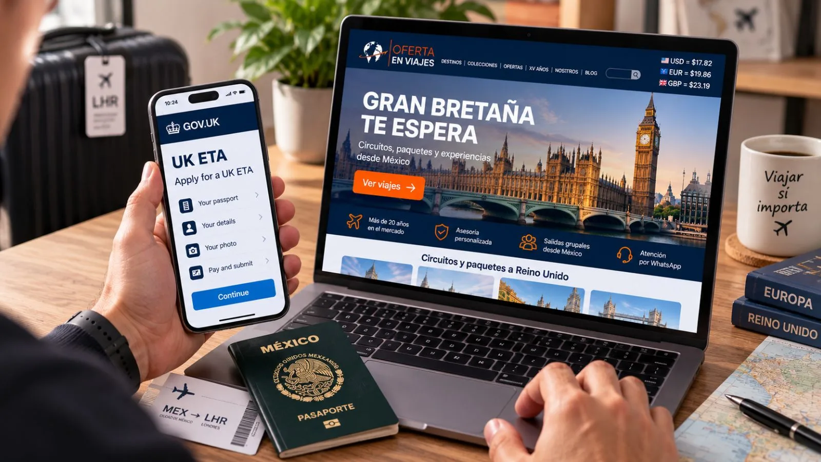 Solicitud de UK ETA para mexicanos con pasaporte y teléfono móvil